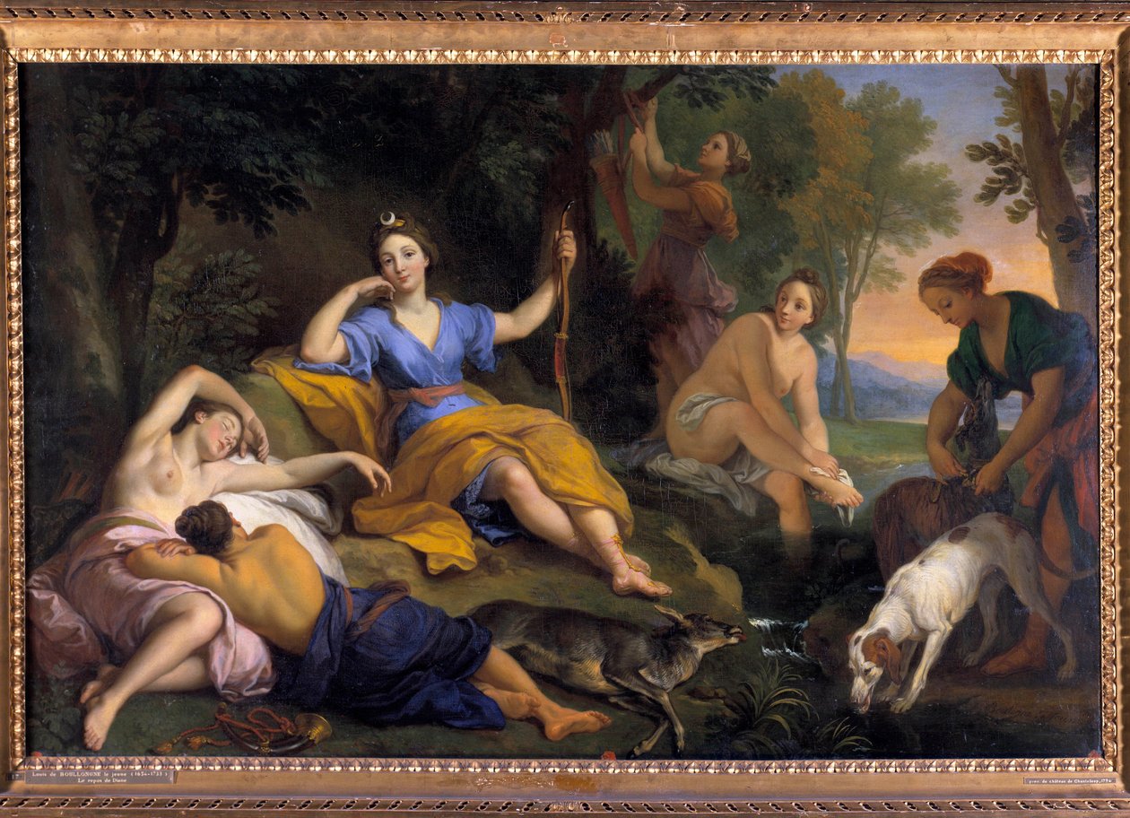 Tanrıça Diane ve arkadaşlarının geri kalanı Louis Boullongne the Young (1654-1733) tarafından 18. yüzyıl Güneşi tarafından resim. 1,05 x 1,63 m Turlar, Musee des Beaux Arts by Louis de Boullongne