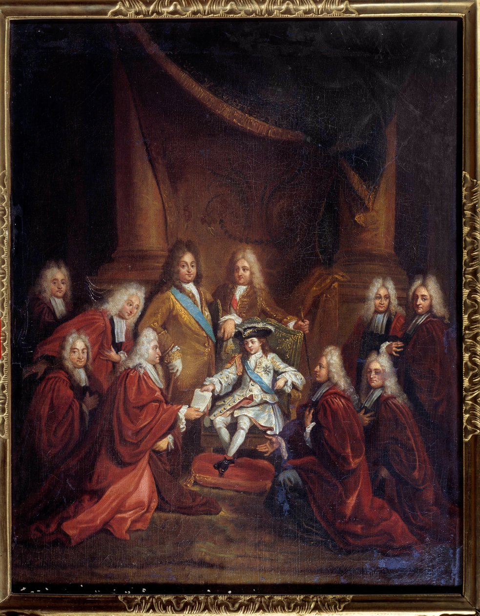 Louis Boullogne the Jeune (1654-1733) 1716 Sun tarafından 1716 yılında şehir organına asalet mektupları veren Kral Louis XV (1710-1774) çocuk. 0,66x0,55 m Paris, Musee Carnavalet by Louis de Boullogne