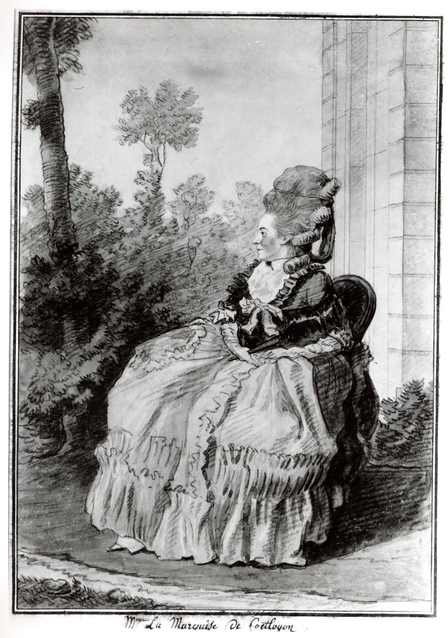 Madam la Marquise de Coëtlogon, yak. 1777. by Louis de Carmontelle