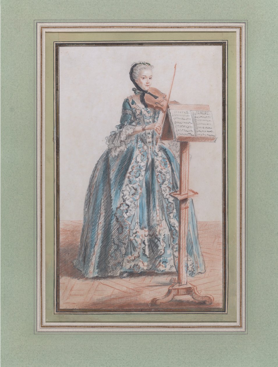 Keman Çalan Kadın, Önden Görünüş, yak. 1758-59. by Louis de Carmontelle