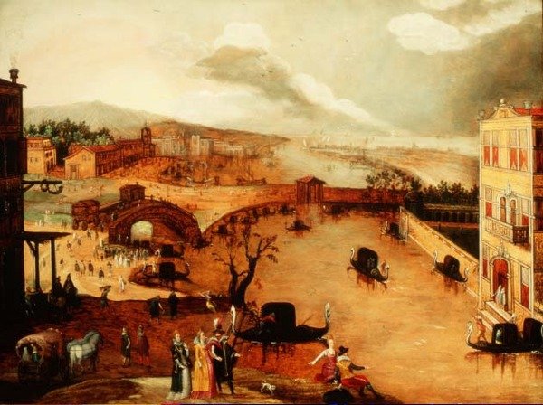 Nehir Manzarasında Galante Sahnesi (panel) by Louis de Caullery