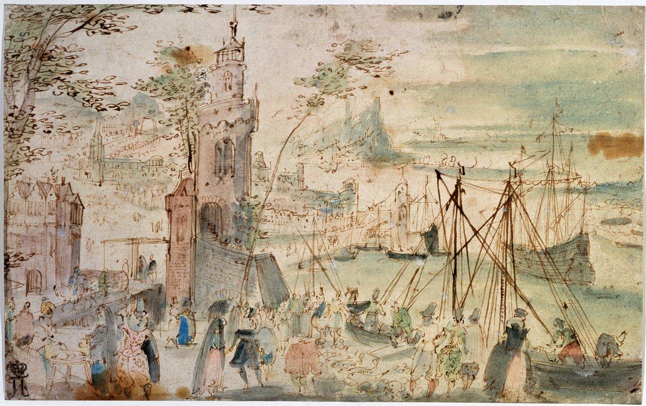 Limanın görünümü, 17. yüzyılın başlarında by Louis de Caullery