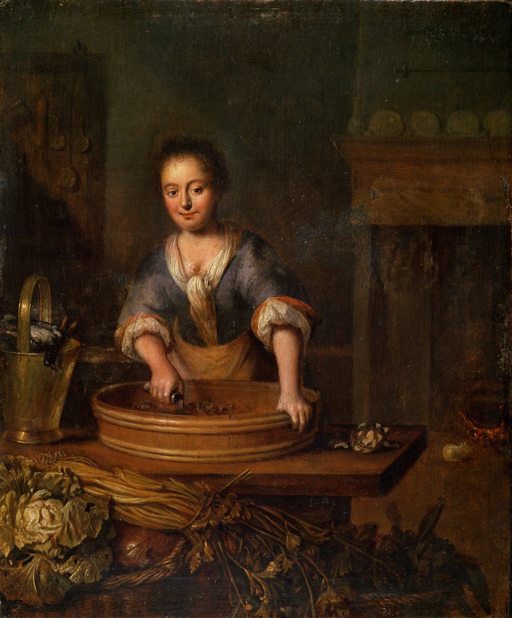 Bir Aşçı, 18. yüzyıl Hollanda tablosu by Louis de Moni