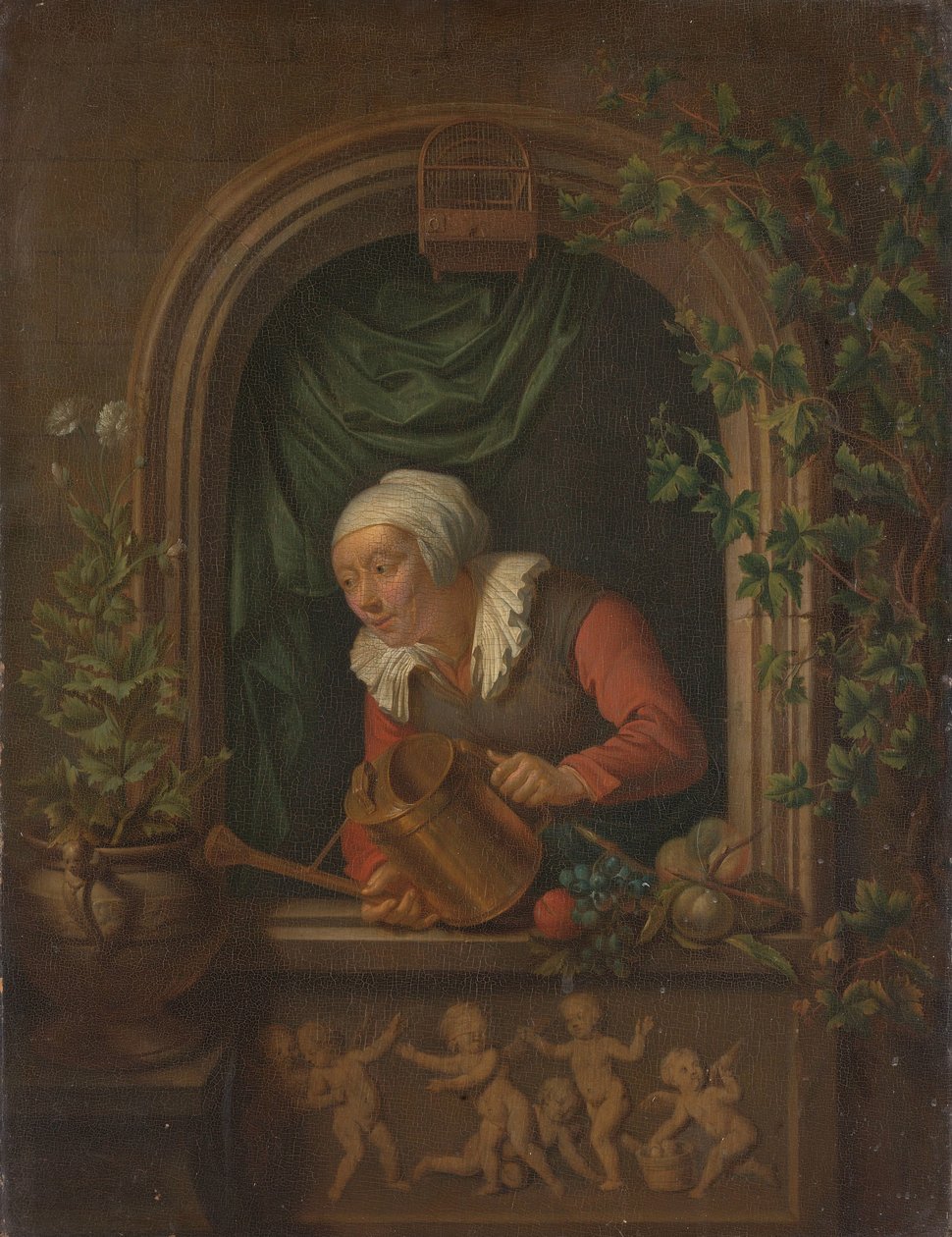 Bir Bitkiyi Sulayan Kadın by Louis de Moni