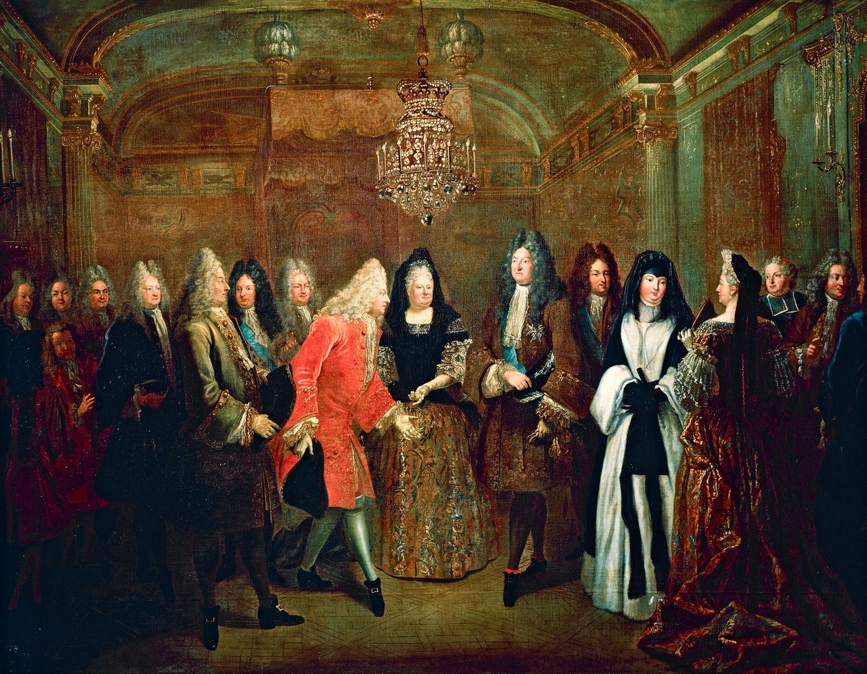 Louis XIV, 27 Eylül'de Fontainebleau'da Saksonya Seçmeni Frederick Augustus II'yi kabul ediyor by Louis de Silvestre