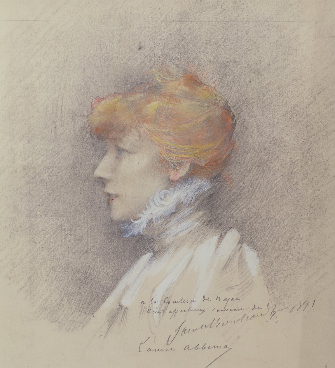 Sarah Bernhardt (1844-1923) 1891 (kağıt üzerinde pastel) by Louise Abbéma