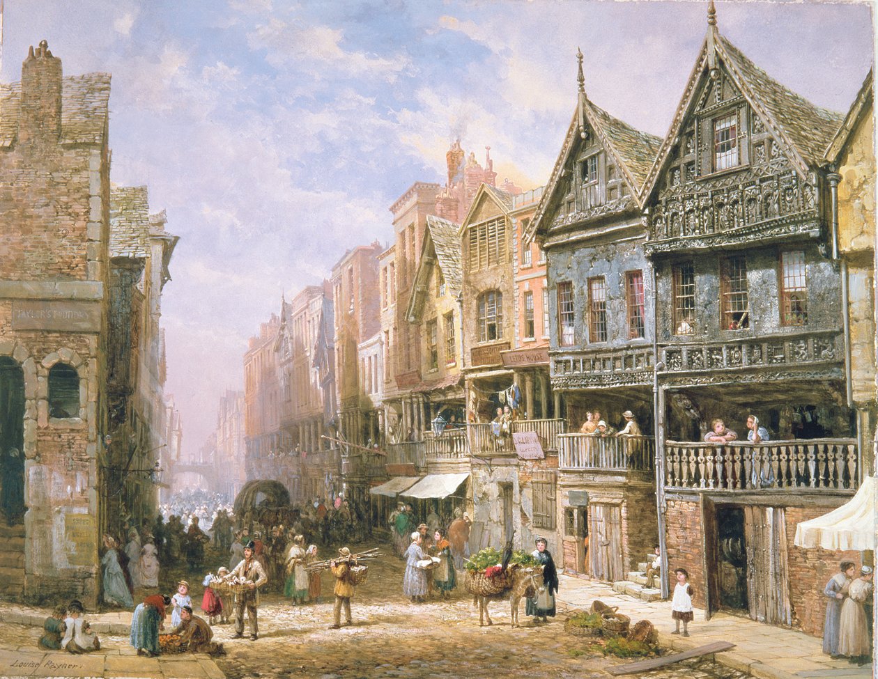 Watergate Street, looking towards Eastgate, Chester, c.1870  by Louise Ingram Rayner