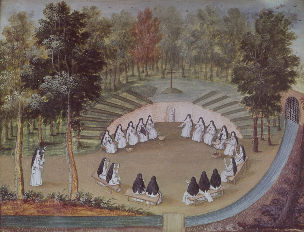 St Peter yagaragaye avuye mu mfuruka yubusitani bwubutaliyani bwa turiki ya Vatikani by Louise Madelaine Cochin