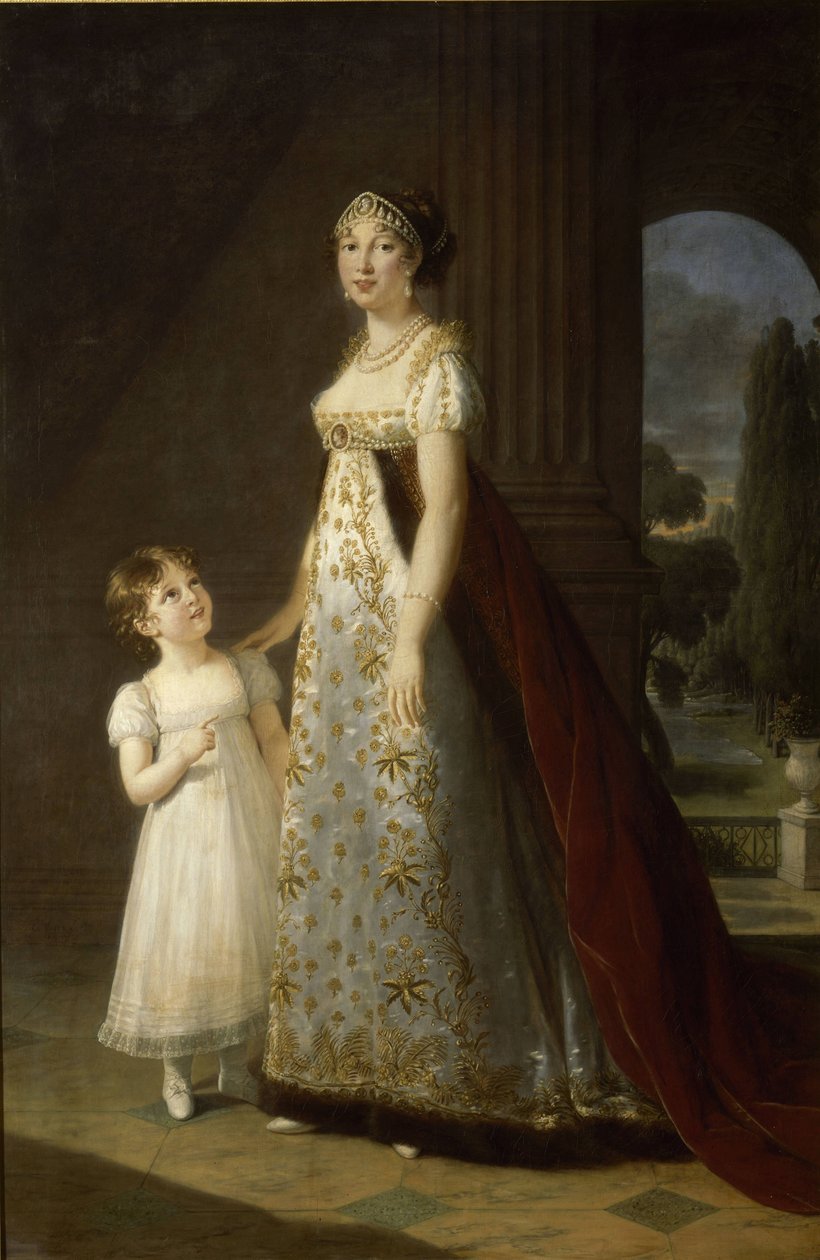Napoli Kraliçesi Marie-Annuciade-Caroline Bonaparte, kızı Laetitia-Joséphine Murat ile birlikte by Louise Élisabeth Vigée  Le Brun