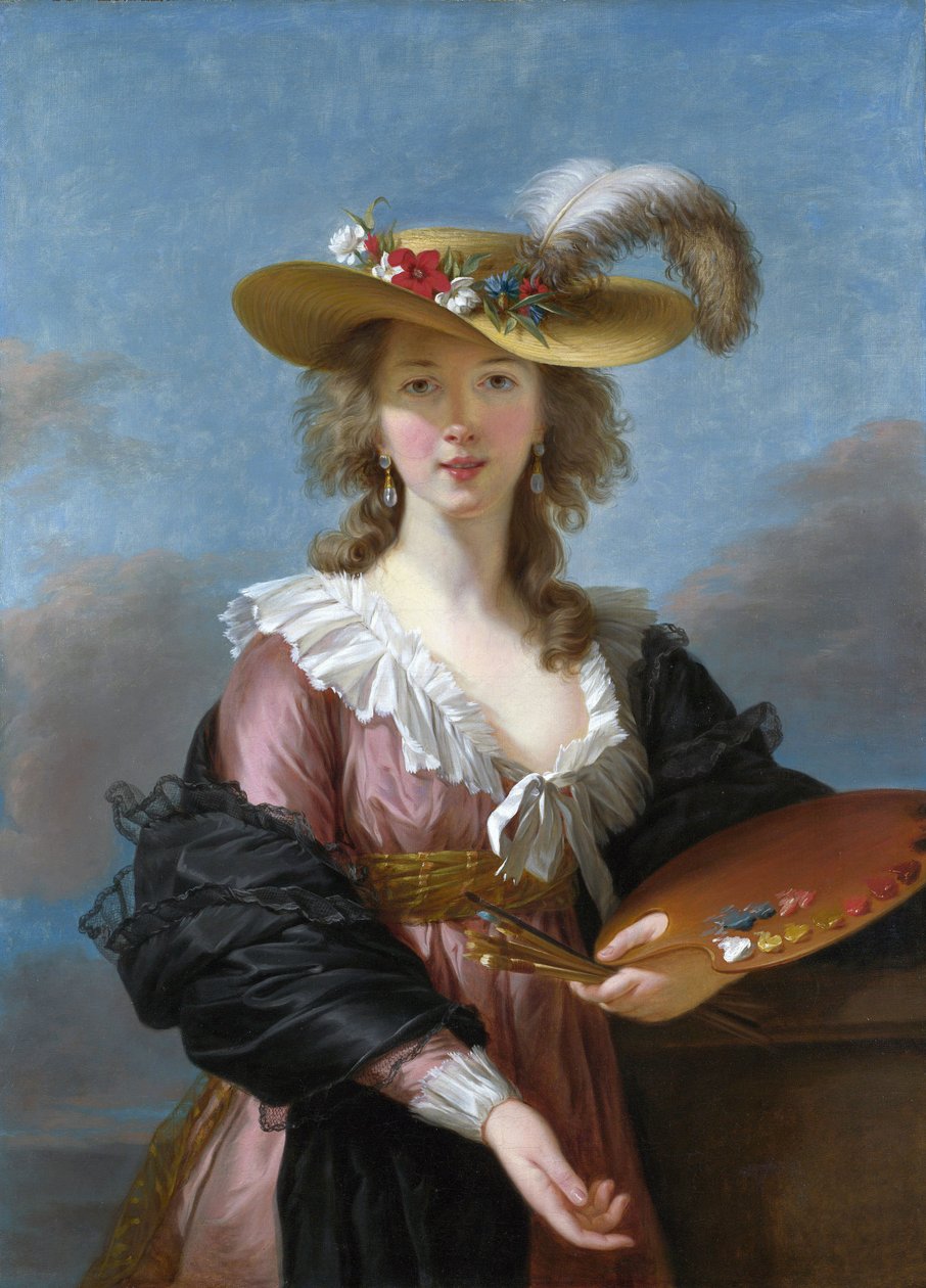 Hasır Şapkalı Otoportre by Elisabeth Louise Vigee Lebrun
