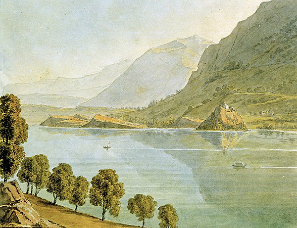 Bourget Gölü (kağıt üzerine sulu boya) by Louise Cochelet