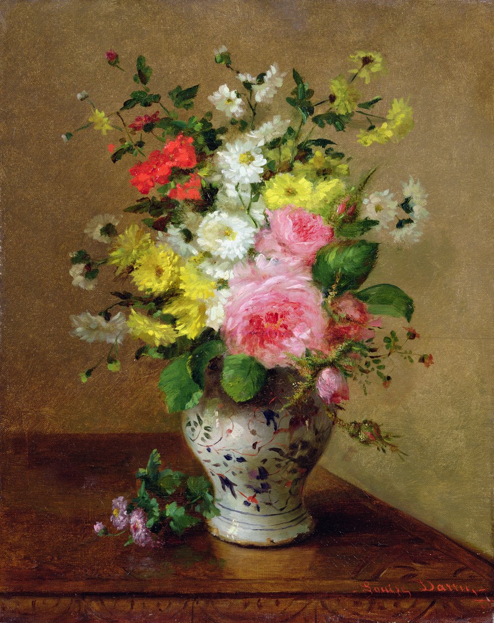 Vazoda çiçeklerle natürmort, 1866 dolayları by Louise Darru
