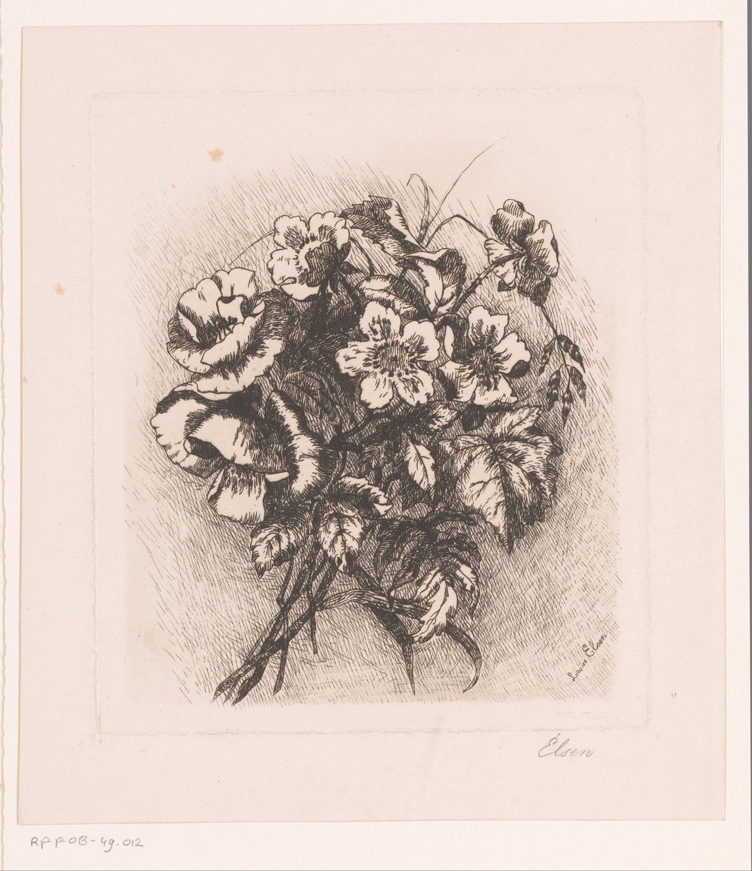 Haşhaş ve anemon ile çiçek natürmort by Louise Elsen