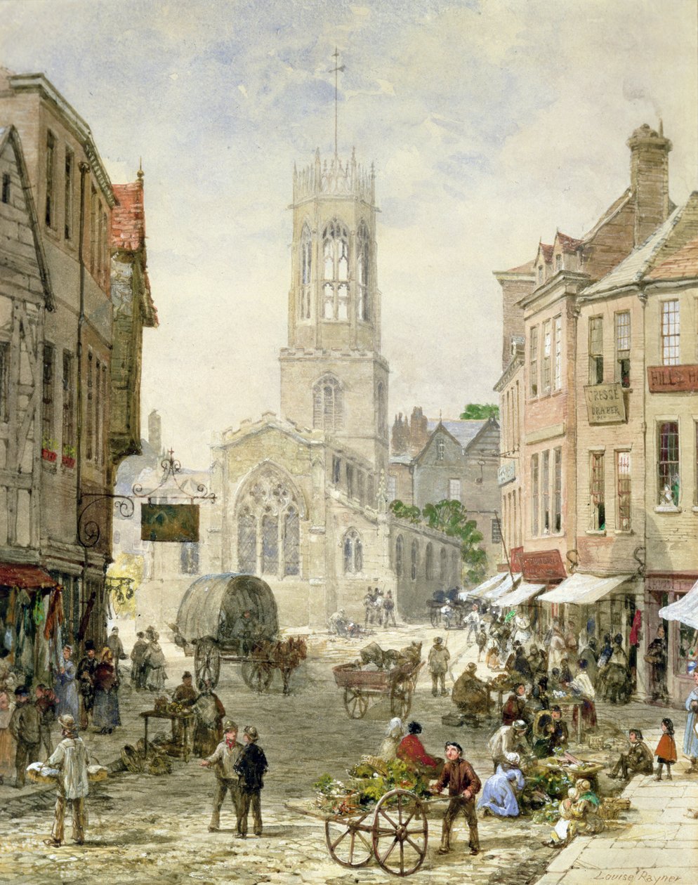 All Saints Pavement, York (kağıt üzerine suluboya ve gövde rengi) by Louise Ingram Rayner