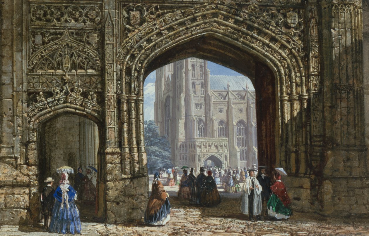 Canterbury Katedrali (kağıt üzerine gövde rengi ile sulu boya) by Louise Ingram Rayner