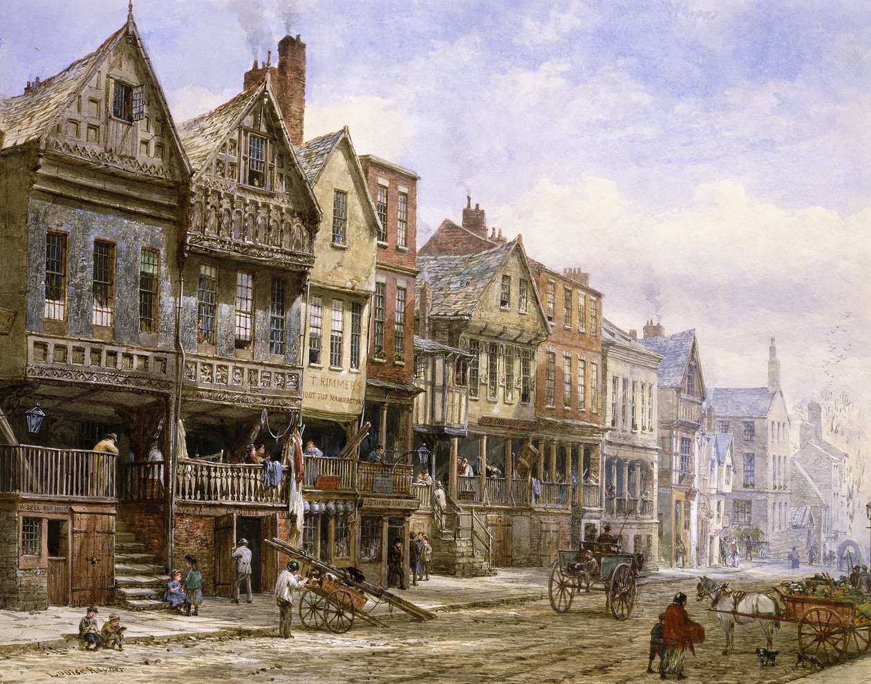 Watergate Caddesi, Chester, Batıya Bakış, by Louise Ingram Rayner