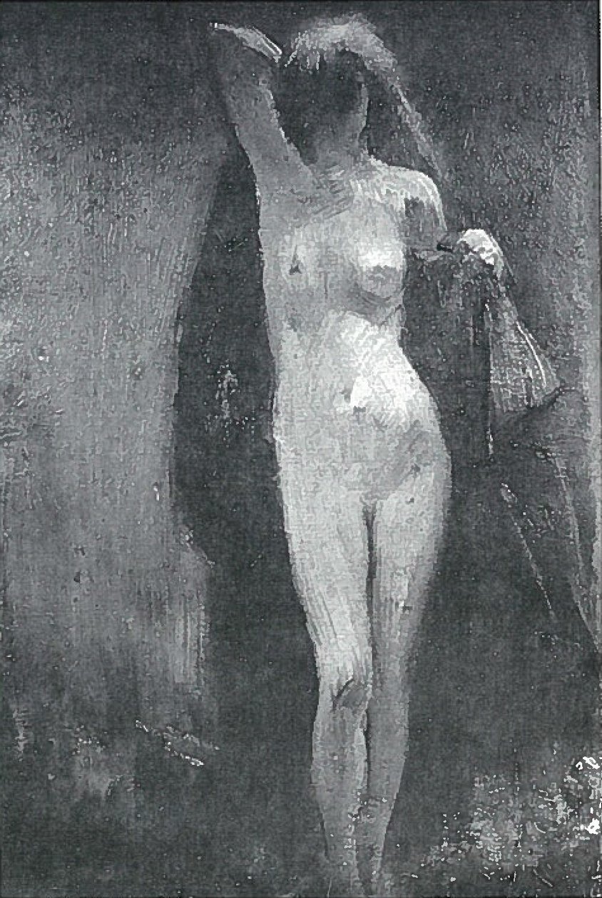 Kırmızı pelerinli çıplak by Lovis Corinth