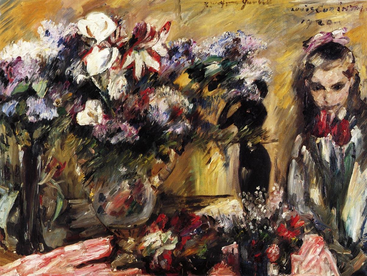 Çiçekler ve kızı Wilhelminen by Lovis Corinth