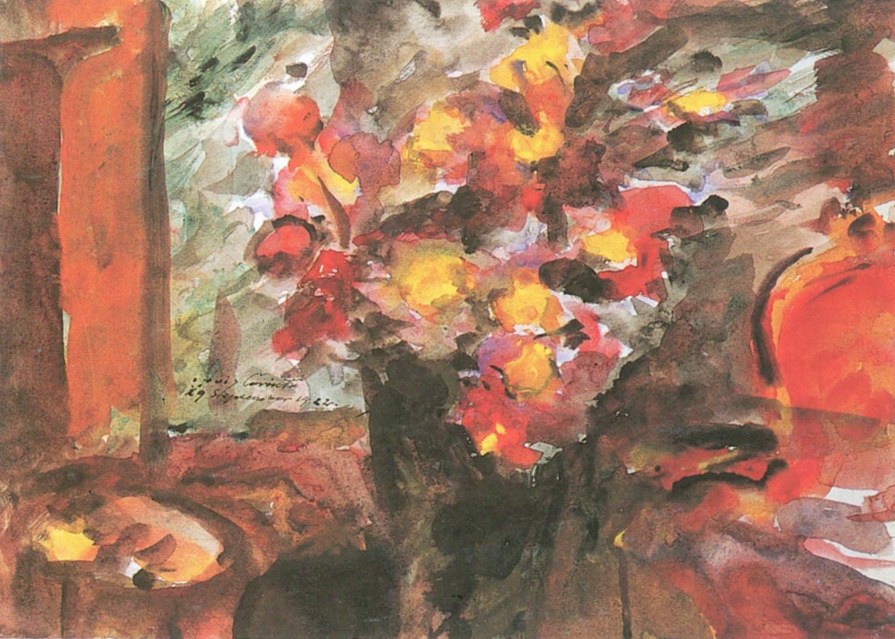 Çiçeklerle natürmort by Lovis Corinth