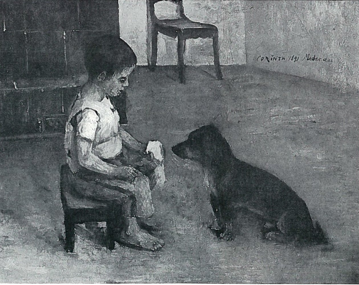  Kind mit Butterbrot und Hundn by Lovis Corinth