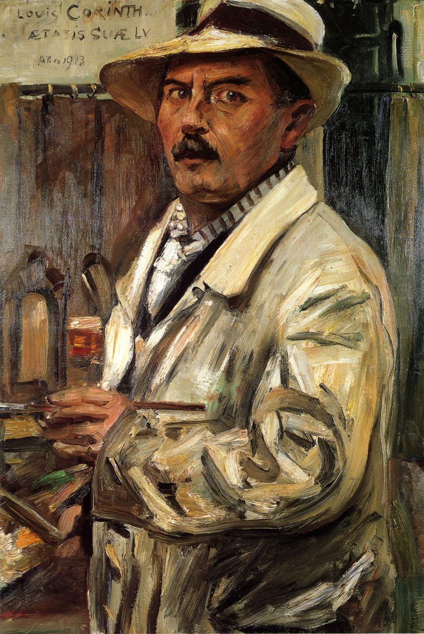 Hasır şapkalı otoportre by Lovis Corinth
