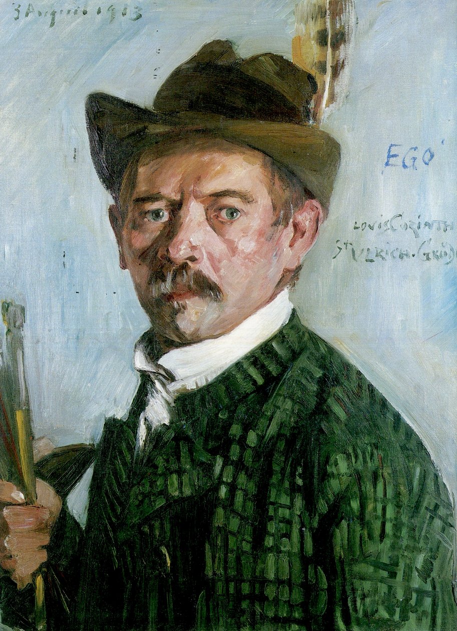 Tirol kulübesi ile otoportre by Lovis Corinth