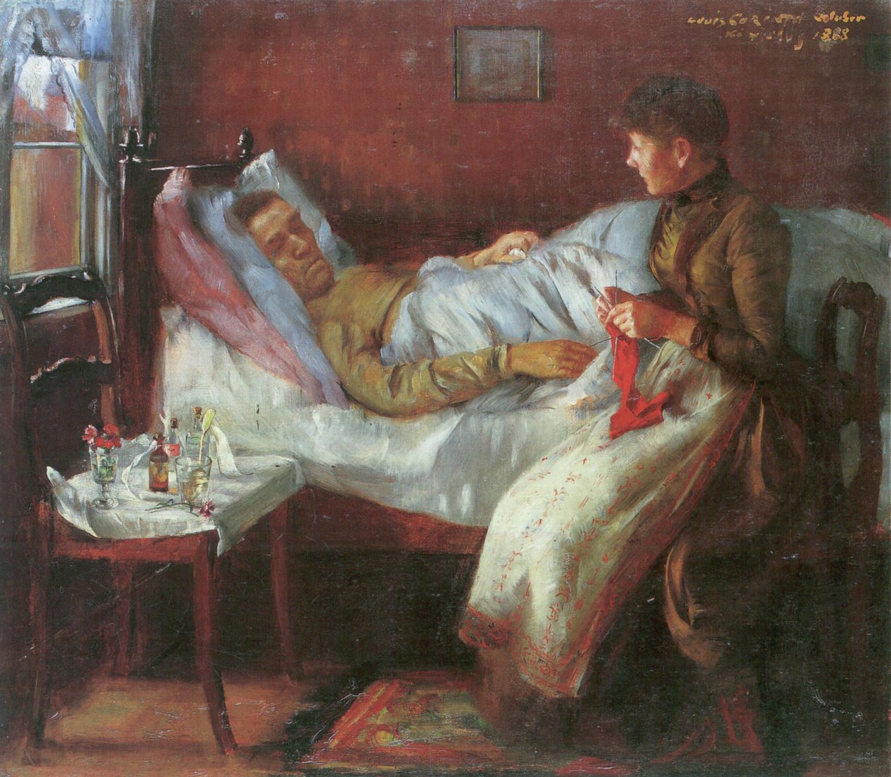 Peder Franz Heinrich Corinth hasta yatağında by Lovis Corinth