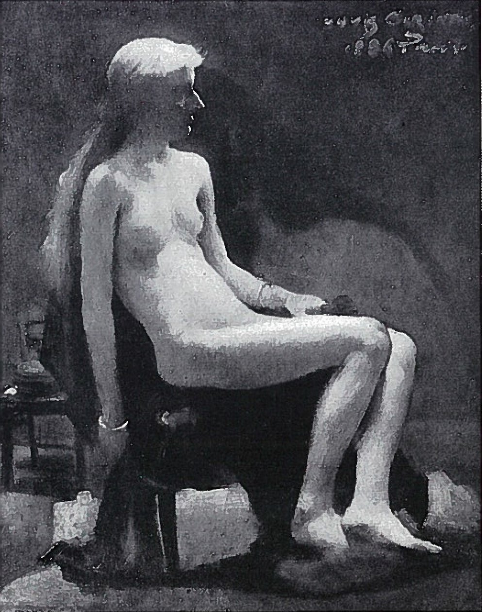 çıplak oturan kadın by Lovis Corinth