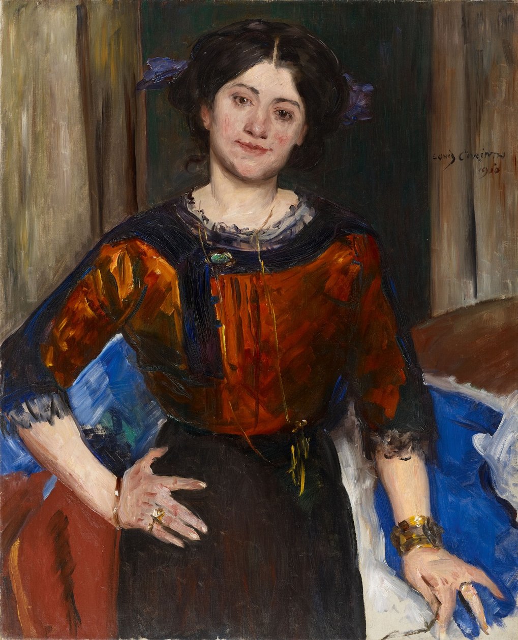 Kahverengi bir bluz Charlotte Corinth portresi by Lovis Corinth