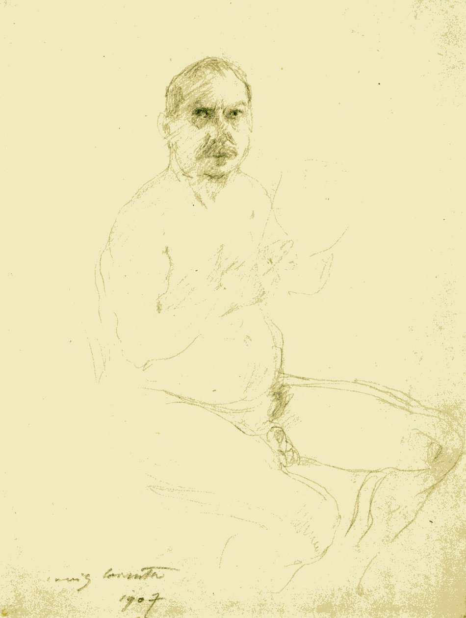 Selbstbildnis als sitzender Aktn by Lovis Corinth