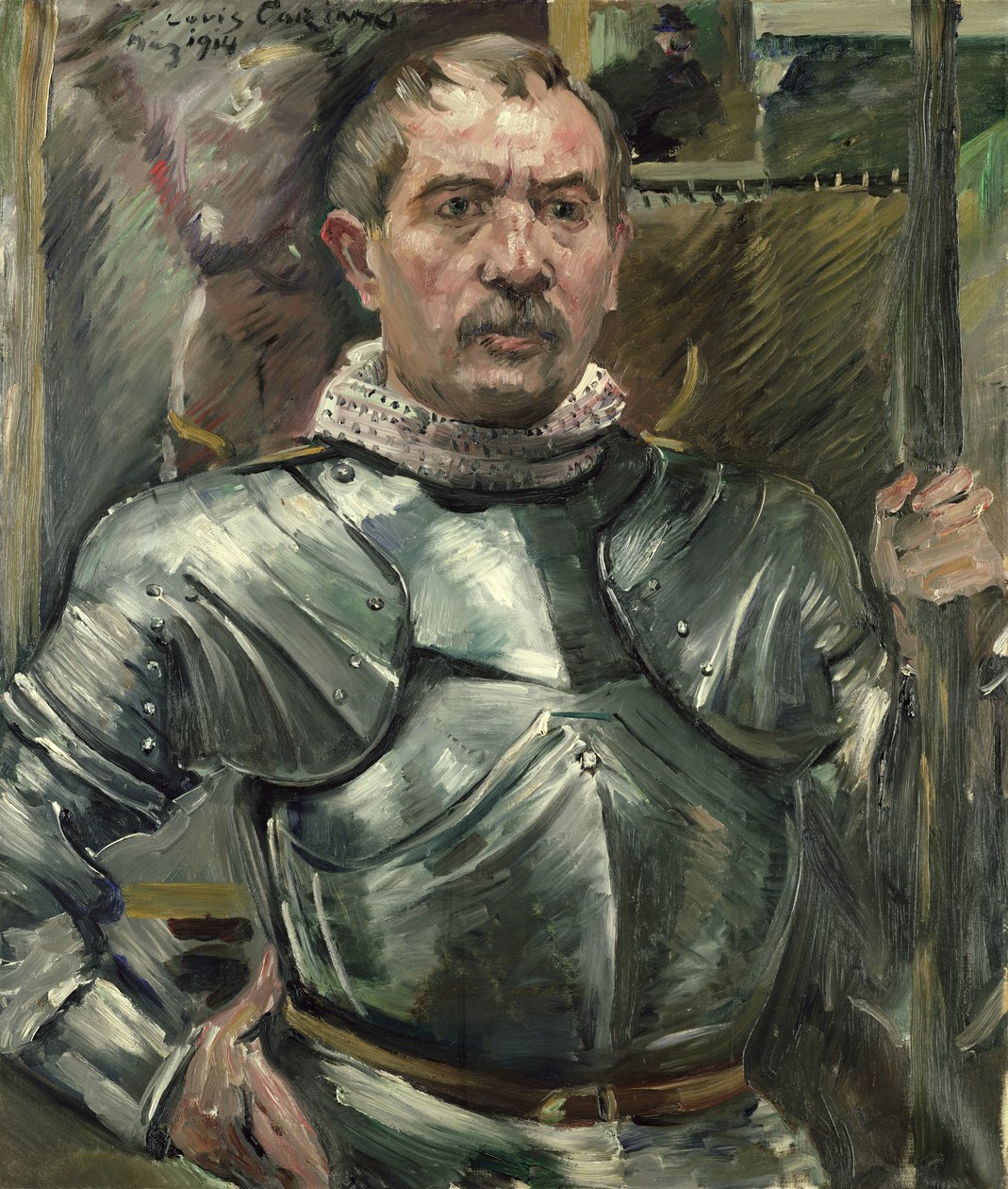 Zırhlı otoportre, 1914 by Lovis Corinth