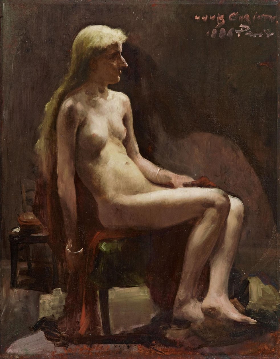 oturan kadın çıplak by Lovis Corinth