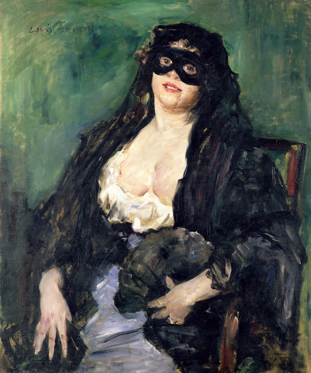 Kara Maske (tuval üzerine yağlı boya) by Lovis  Corinth
