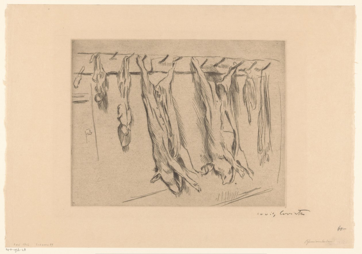kesilmiş domuzlar by Lovis Corinth (signed by artist)