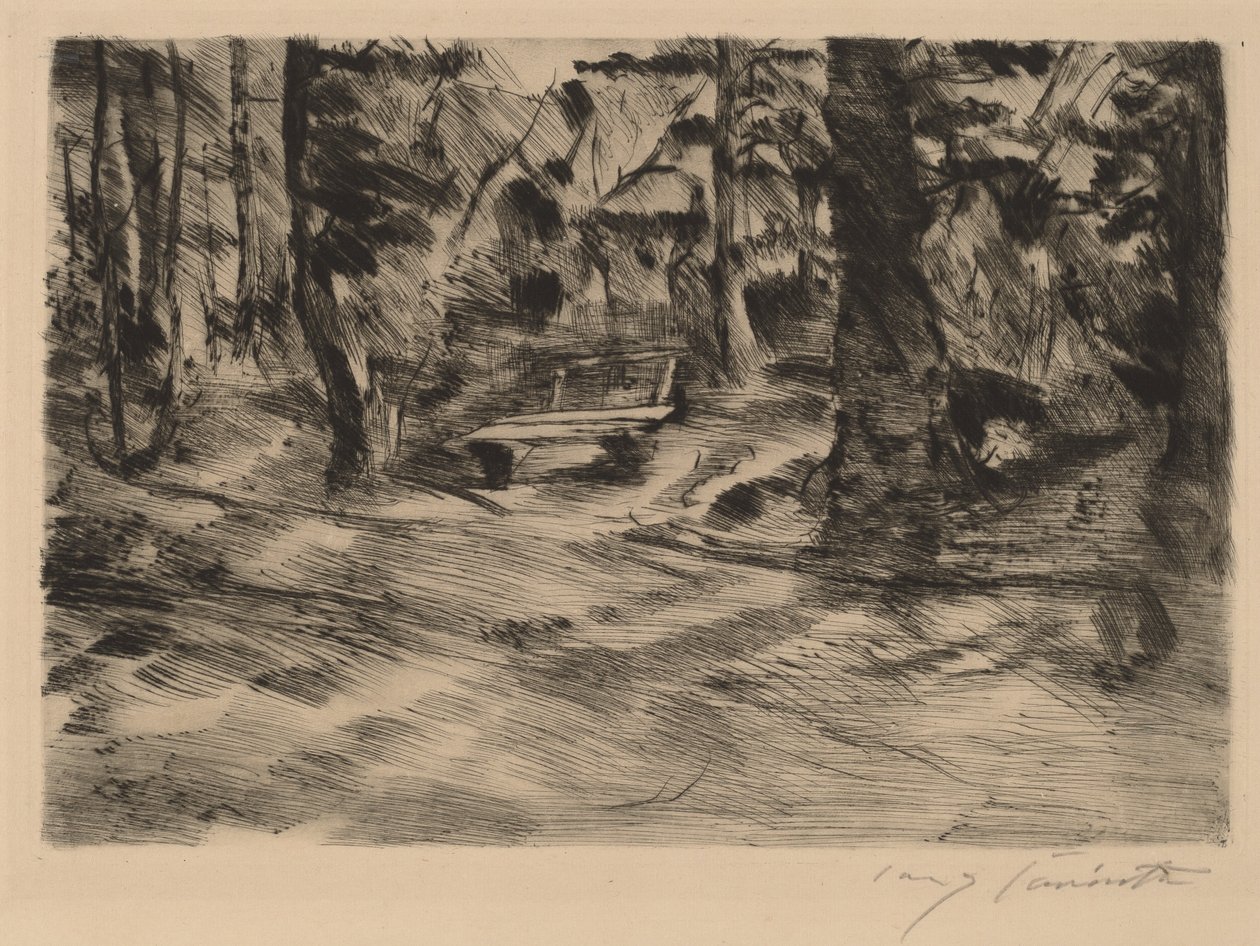 Ormanda Bank im Walde II Bank II, 1917. by Lovis Corinth