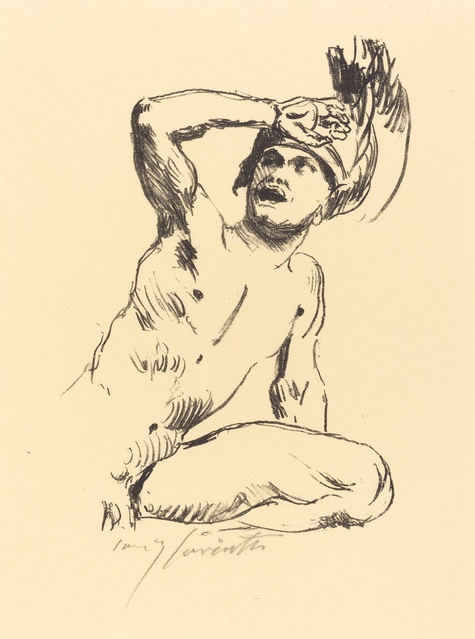 diz çökmüş savaşçı ben by Lovis Corinth