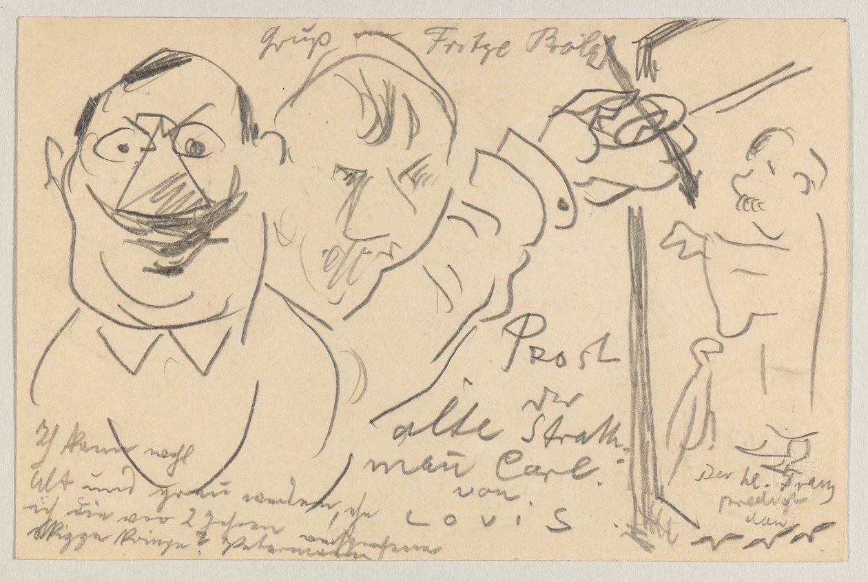 Lovis Corinth'ten Carl Strathmann'a: 10 Ağustos 1904'te damgalanmış kartpostal by Lovis Corinth