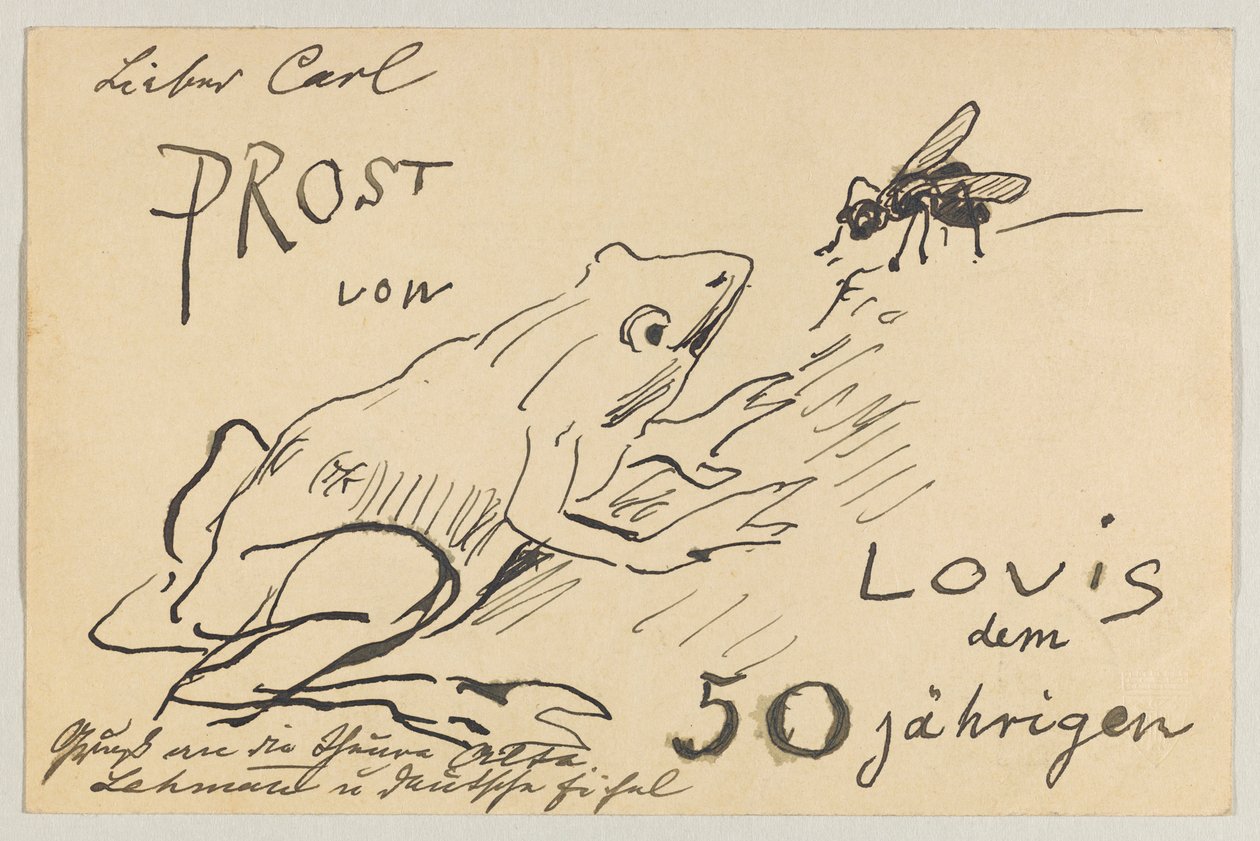 Lovis Corinth'den Carl Strathmann'a: 12 Ağustos 1908'de damgalanmış kartpostal by Lovis Corinth