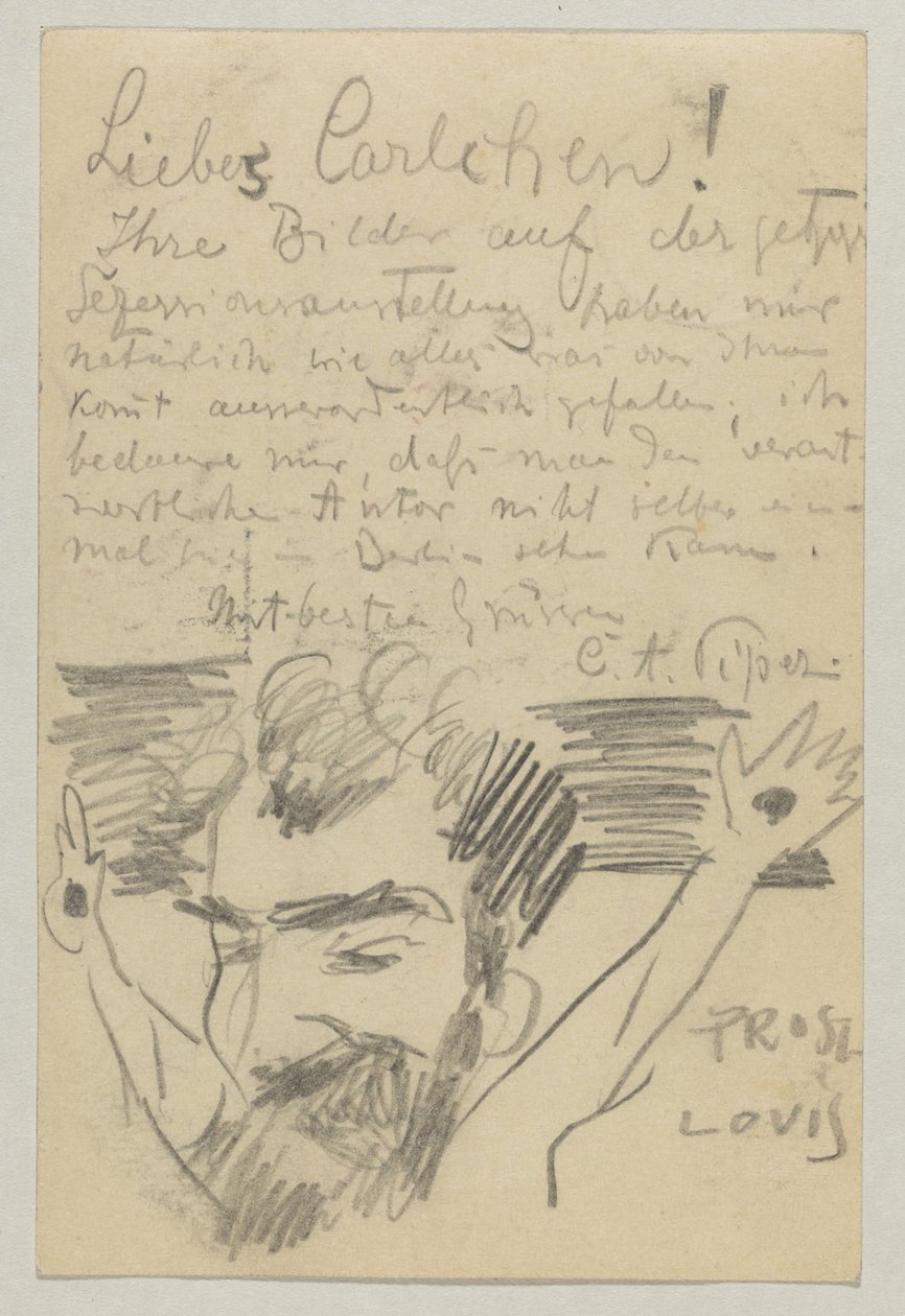 Lovis Corinth'den Carl Strathmann'a: kartpostal, posta damgası 16 Ocak 1903 by Lovis Corinth