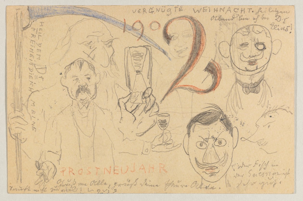 Lovis Corinth'ten Carl Strathmann'a: 24 Aralık 1901'de damgalanmış kartpostal by Lovis Corinth