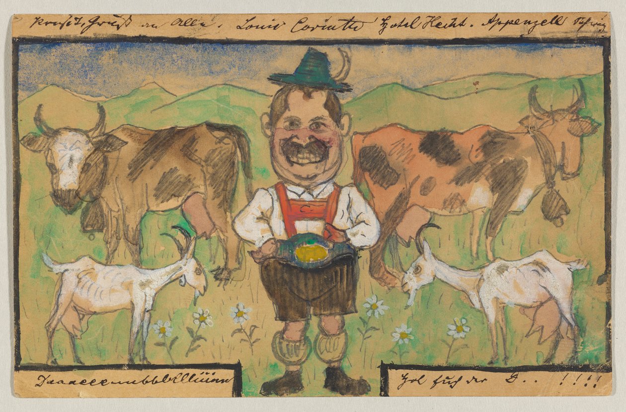 Lovis Corinth'ten Carl Strathmann'a: Kartpostal, posta damgası 9 Mayıs 1895 (Appenzell) by Lovis Corinth