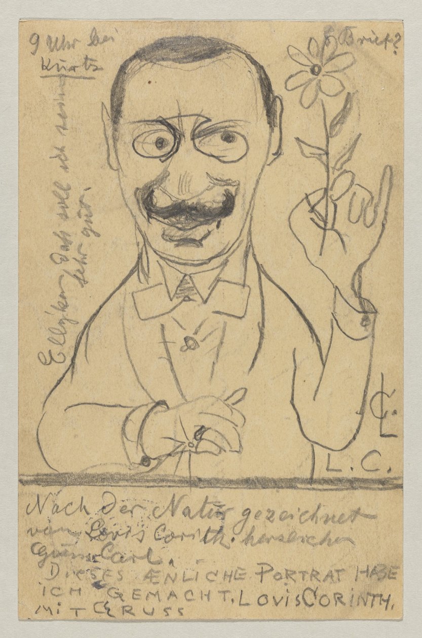 Lovis Corinth'ten Bayan Elly Franke'e: kartpostal, posta damgası 28 Ağustos 1897 by Lovis Corinth