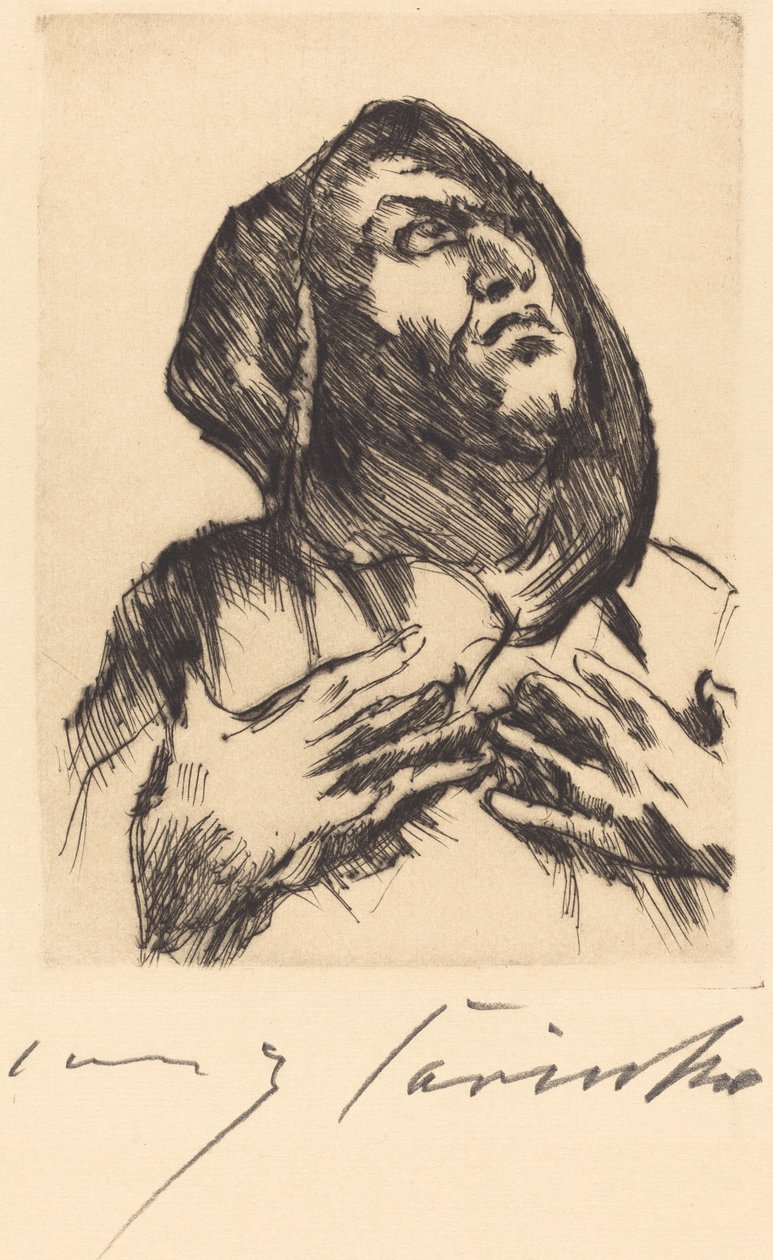 yukarı bakan keşiş by Lovis Corinth