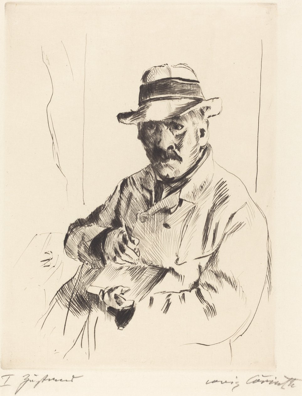 Hasır Şapkalı Otoportre by Lovis Corinth