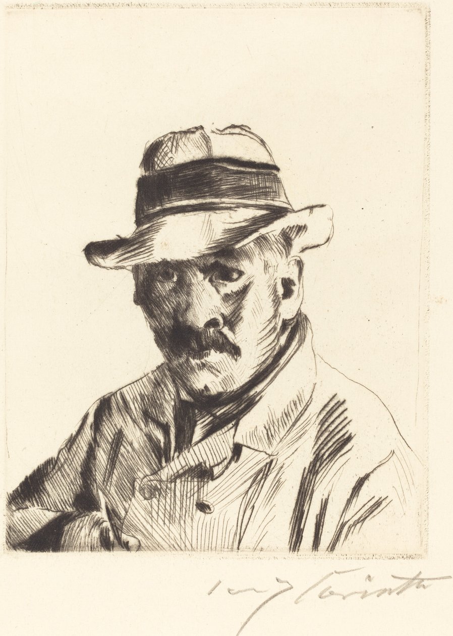Hasır Şapkalı Otoportre, 1913. by Lovis Corinth
