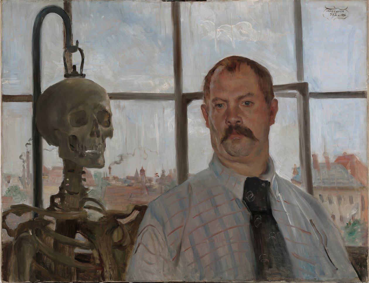 İskelet ile Otoportre by Lovis Corinth