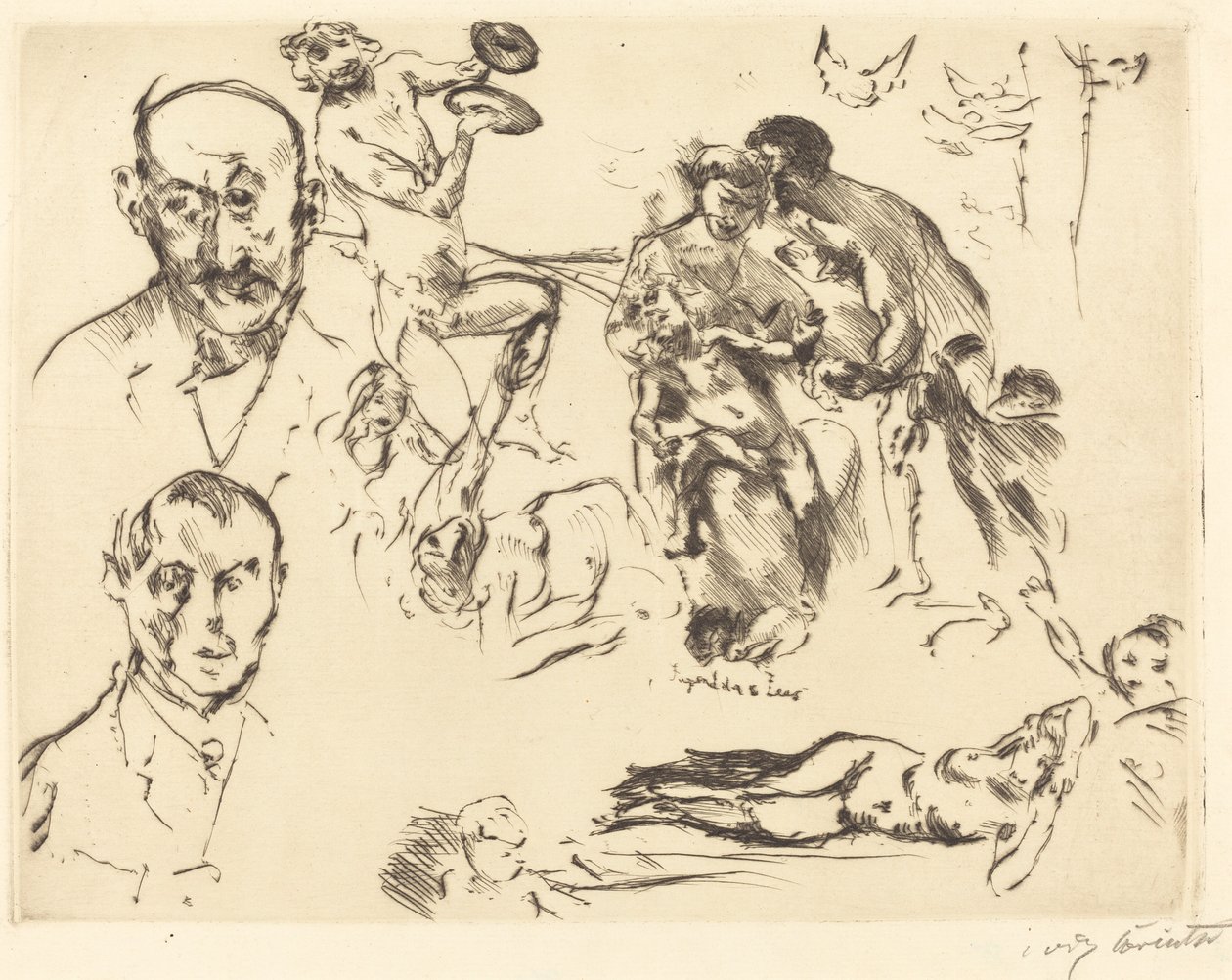 Max Liebermann, c dahil olmak üzere Erkeklerin Eskizleri. 1915 by Lovis Corinth