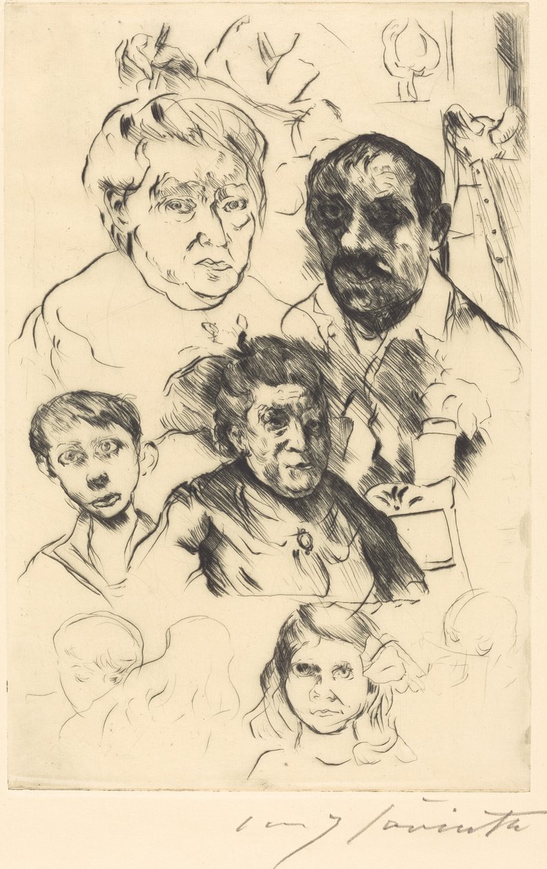 Çeşitli Kafalar ve Otoportre by Lovis Corinth