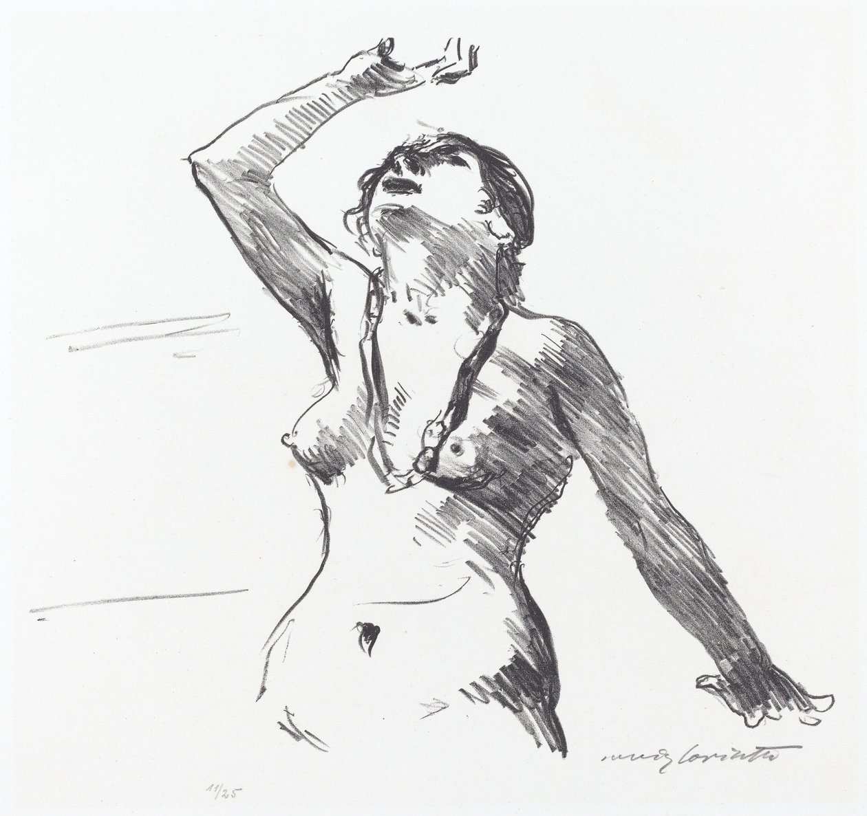 Çıplak Kendini Savunan Kadın by Lovis Corinth