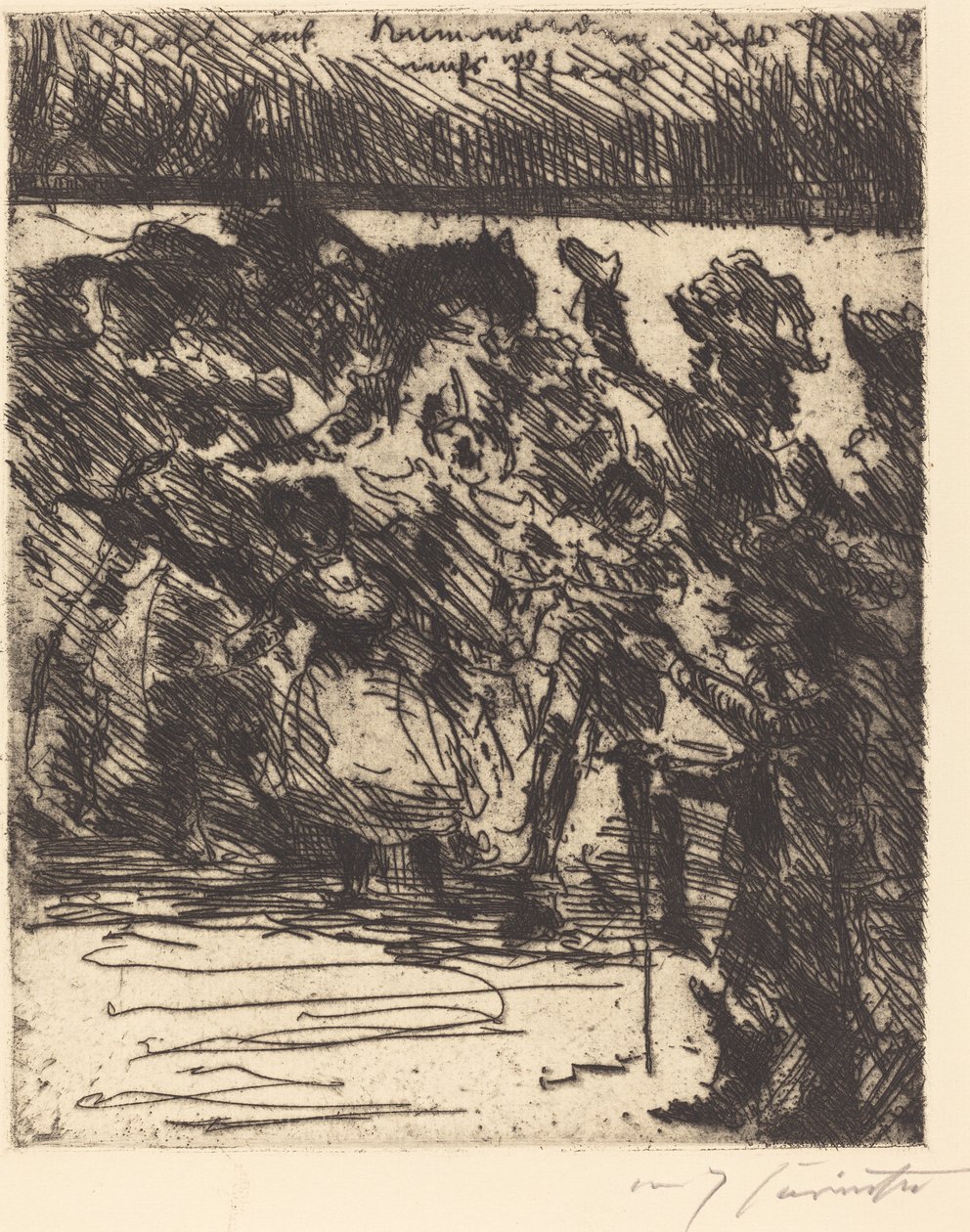 "Yukarıya yoldaşlar, at sırtında, at sırtında! Tarlaya, özgürlüğe çekildi!" ("Haydi Yoldaşlar, Ata, Ata! Savaşa, Özgürlüğe Bağlı!") by Lovis Corinth